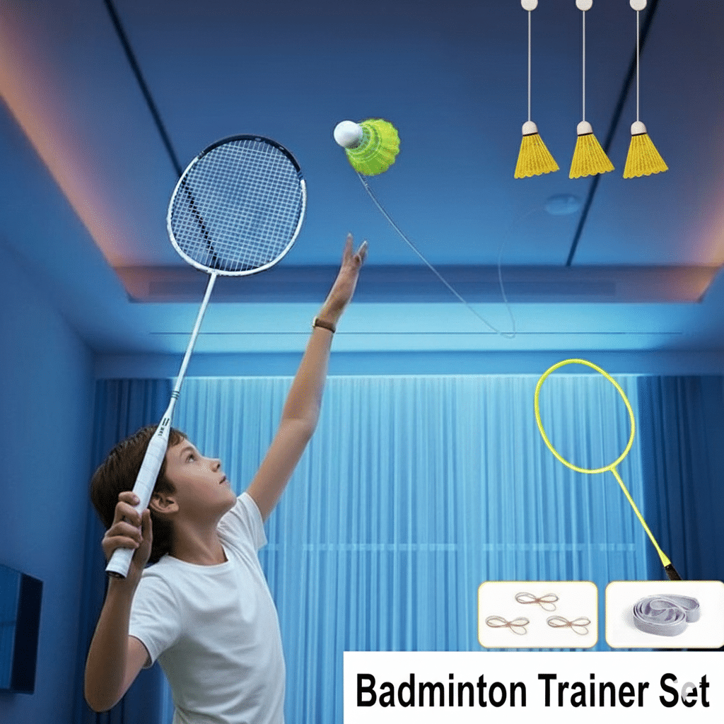 Badminton Training Device Single Sports Practice Set 3 Cork+1Badminton Bat with Smart Device