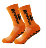 1 Pair Non Slip Breathable Football Socks Half Muja-Orange (২পিচ)