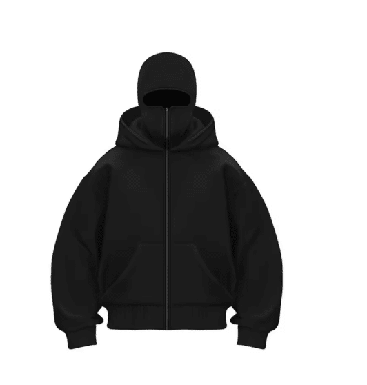 High Quality Face Cover Hoodie Zip up Street Heavyweight Blank Casual Men's Hoodie With Face Covering-Ninja Hoodie