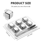 Stainless Steel Ice Cubes Set – 6pcs Pack - Image 6