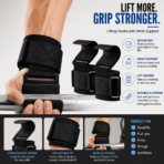 2pcs Weight Lifting Hook Grips with Wrist Wraps – Gym Fitness Hand-Bar Straps for Pull-Ups, Deadlifts & Powerlifting