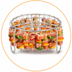 Stainless Steel Air Fryer Skewer Rack–24 Stick BBQ Grill Set for Kitchen & Outdoor Use