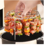 Stainless Steel Air Fryer Skewer Rack–24 Stick BBQ Grill Set for Kitchen & Outdoor Use