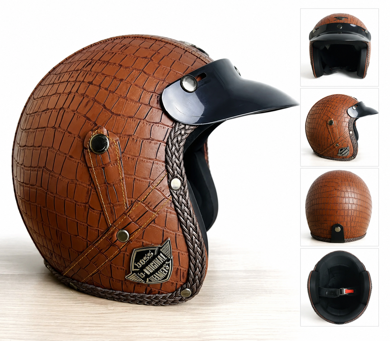 9fdd86be-4d73-4137-93cf-b20ba7777a07 Voss Classic Leather Helmet-Brown - Image 1