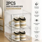 Stackable Shoe Organizer Box with Magnetic Door - Image 2