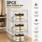 Stackable Shoe Organizer Box with Magnetic Door - Image 3