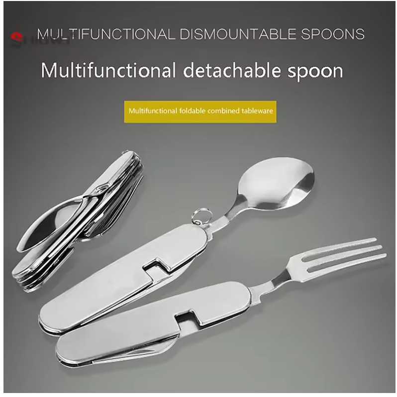 4-in-1 Folding Camping Utensil Set with Spoon, Fork & Knife