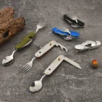 6-in-1 Foldable Stainless Steel Camping Cutlery Set-DRB02 - Image 3