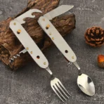 6-in-1 Foldable Stainless Steel Camping Cutlery Set-DRB02 - Image 2