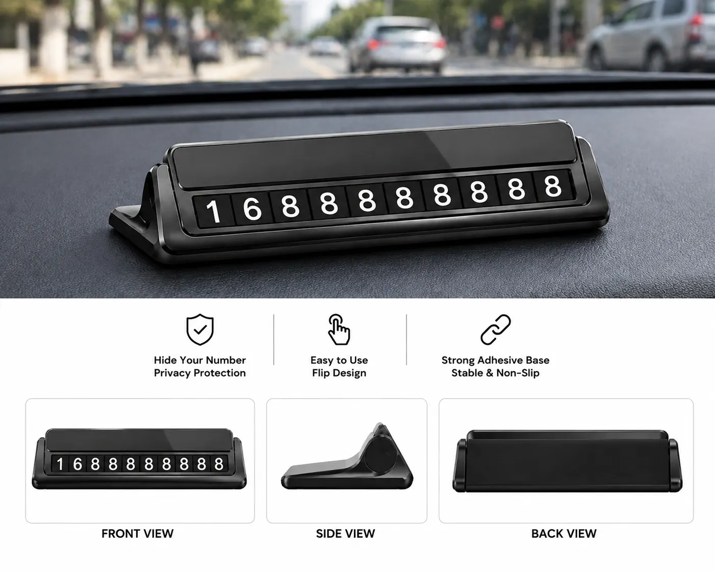Hidden Mobile Phone Number Plate – Alloy Parking Sign-1set