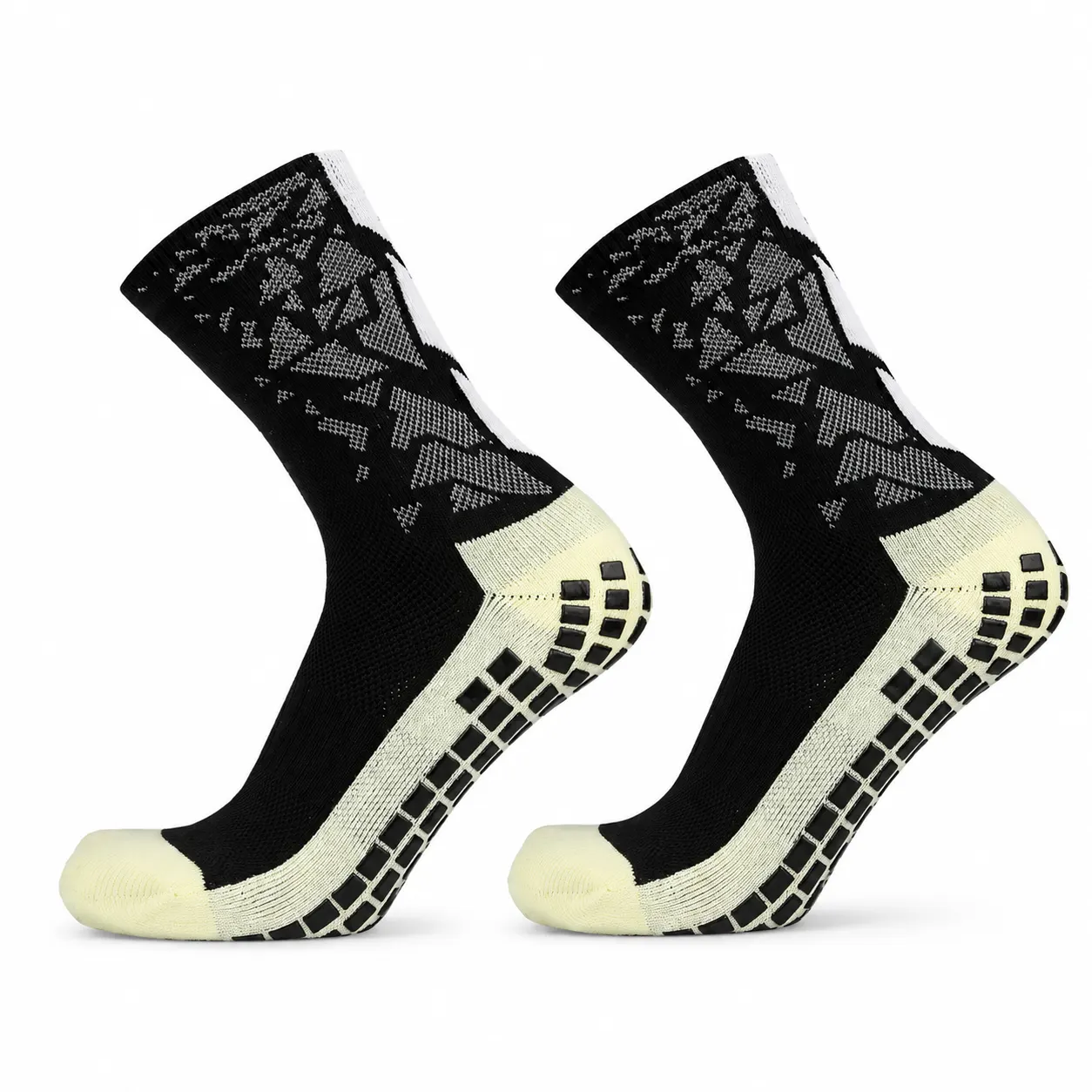 1 Pair Non Slip Breathable Football Socks-Black Graphics