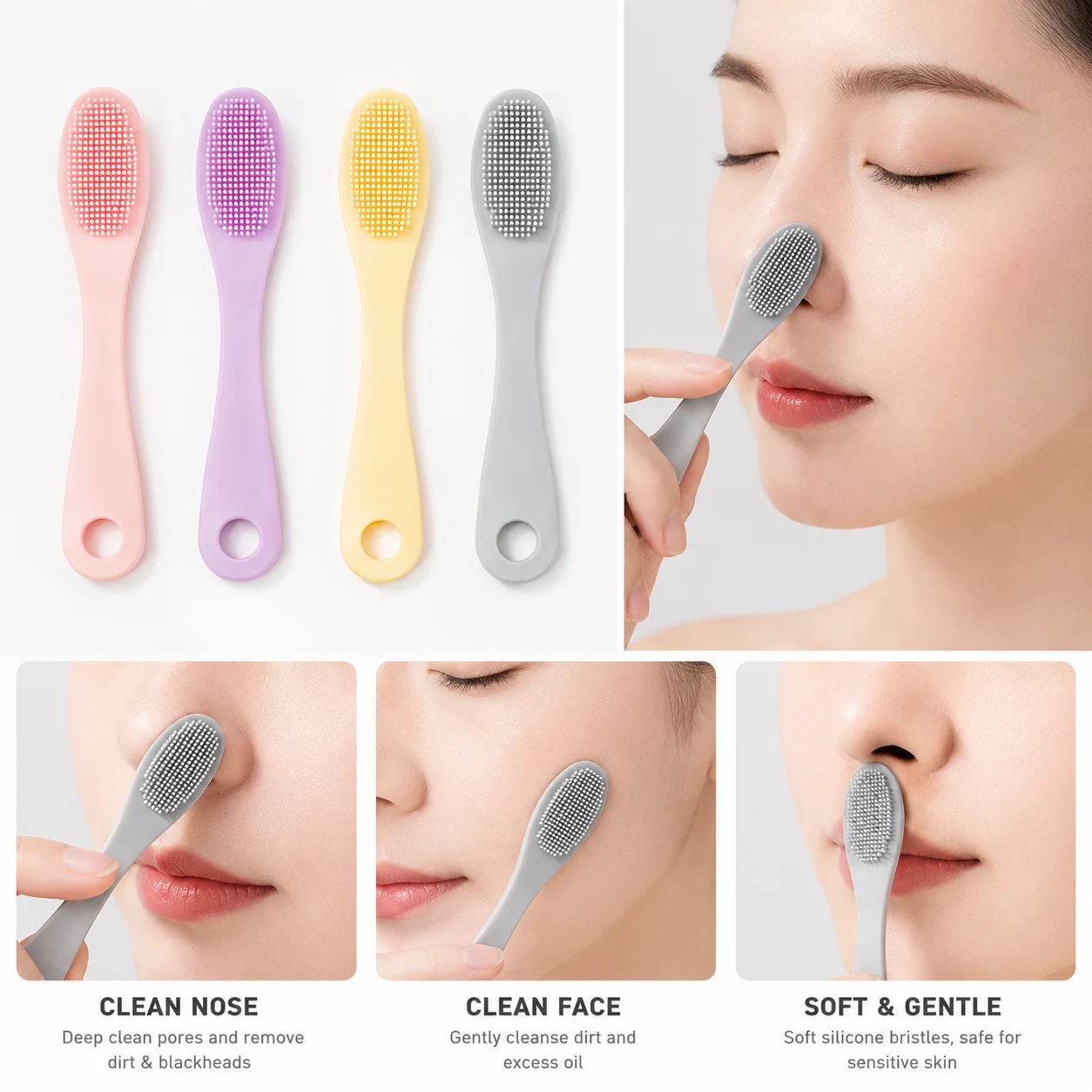 Facial Pore Silicone Cleaning Brush-4pcs combo