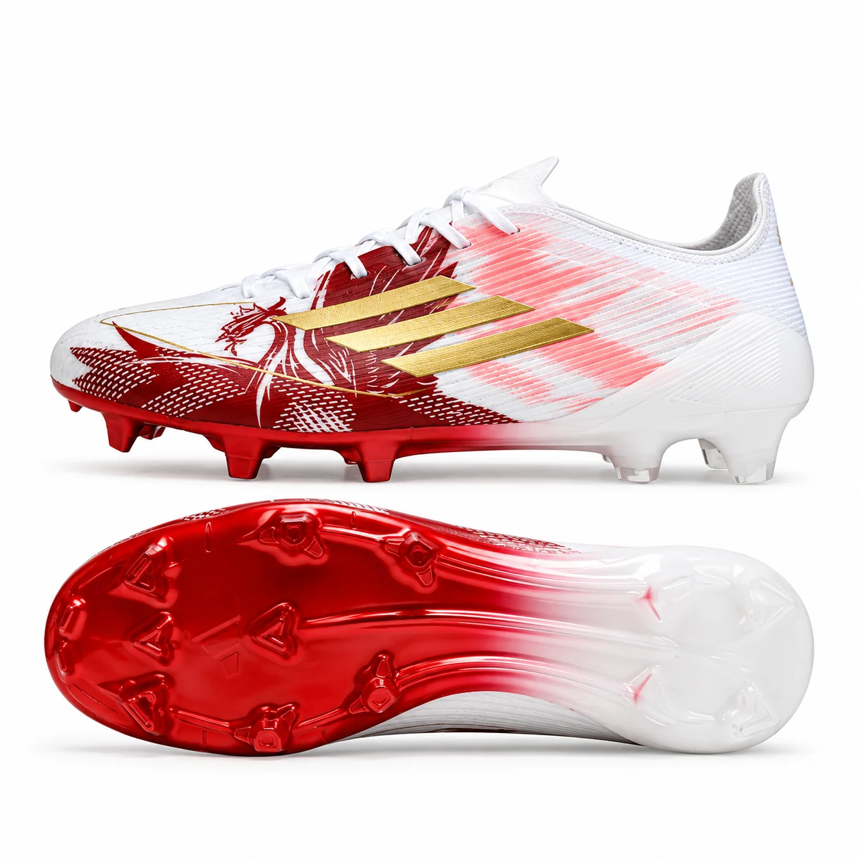F50 Elite Dragon Boot -White & Maroon-Coad-0456